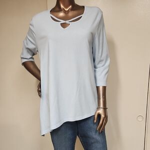 Coral Bay Blue Asymmetrical Tunic with Cut Out